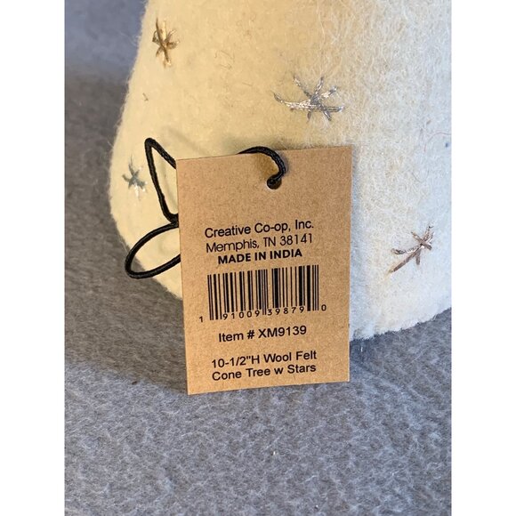 Gold and Silver Stitched Stars Wool Felt Christmas Tree by Creative Co-op 10.5" - Picture 7 of 9
